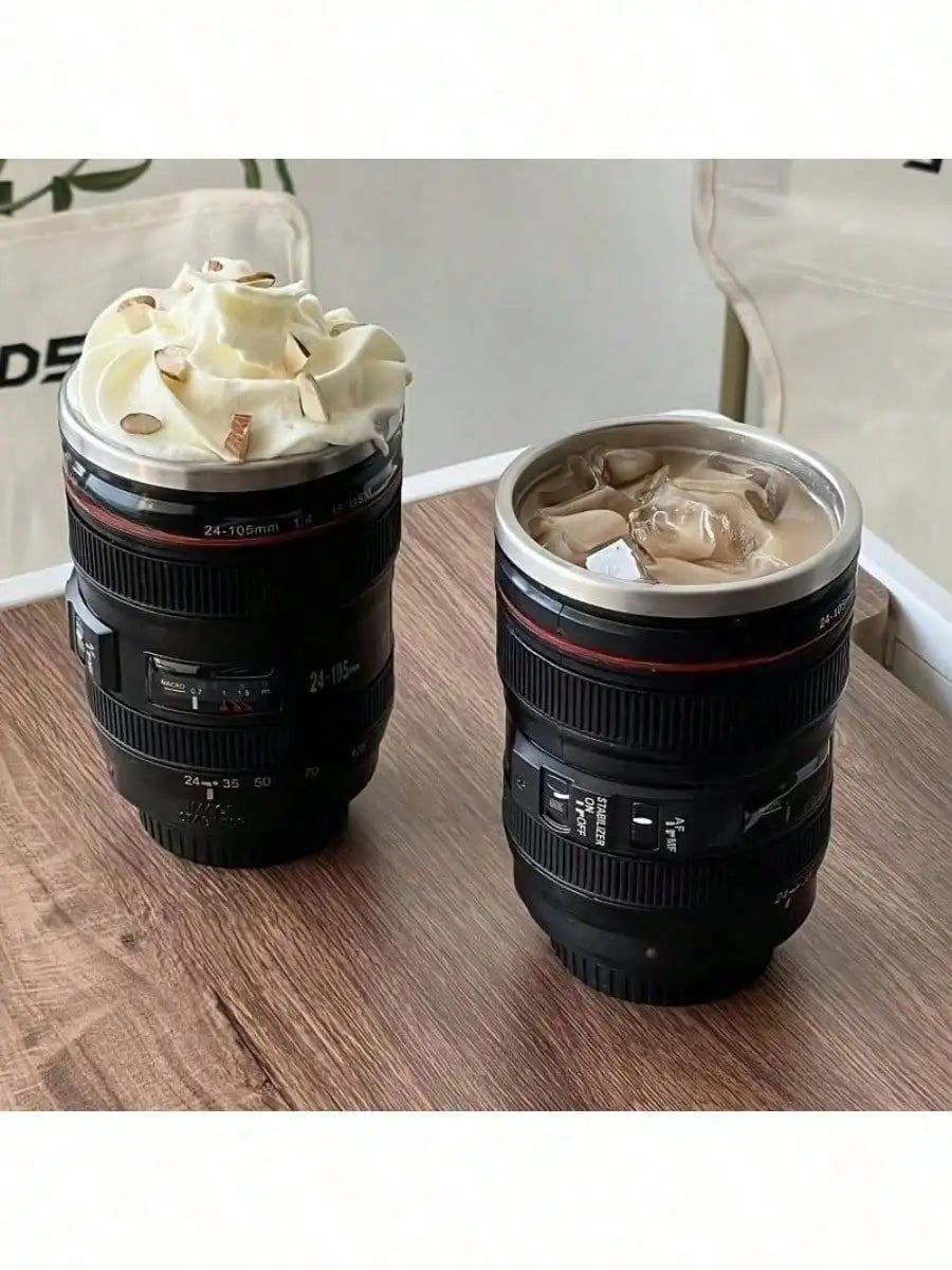 1PC Stainless Steel Insulated Coffee Cup Photography Theme DSLR Camera Lens Novel Unique Design,Portable Leak-Proof Fashion Cup